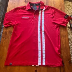 NWT Ferrari Red Polo Shirt with White Stripes